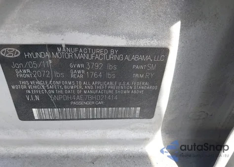2011 Hyundai Elantra Limited from USA, damaged, VIN 5NPDH4AE7BH021414